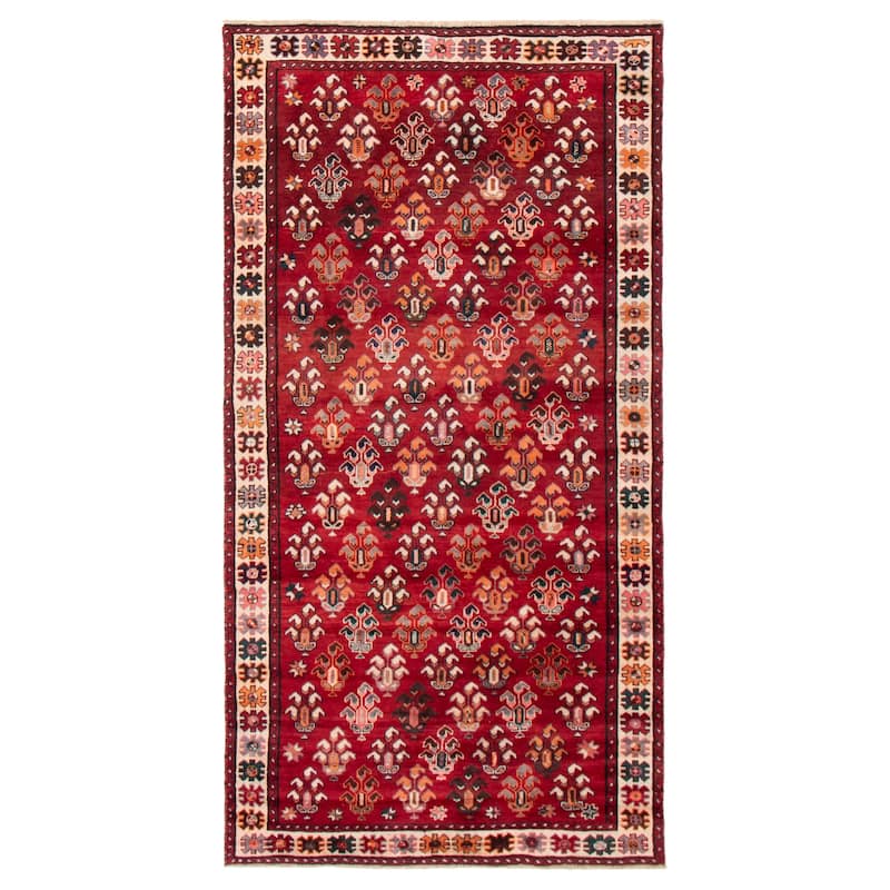 ECARPETGALLERY Hand-knotted Melis Vintage Red Wool Rug - 4'9 x 9'5 - Dark Red - 4'9 x 9'5