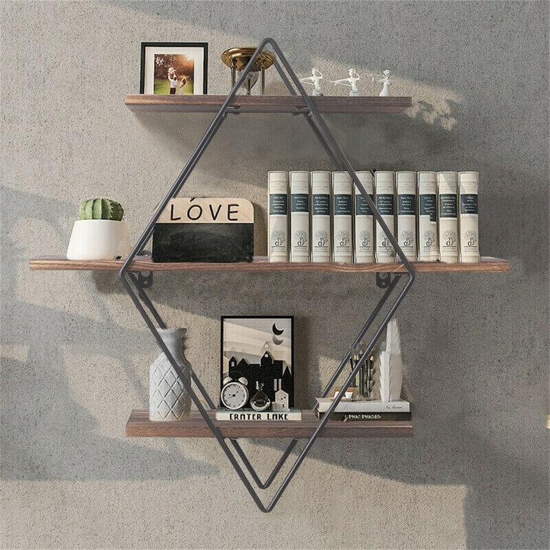 3 Piece Diamond Wood Floating Shelf - 20 inch H