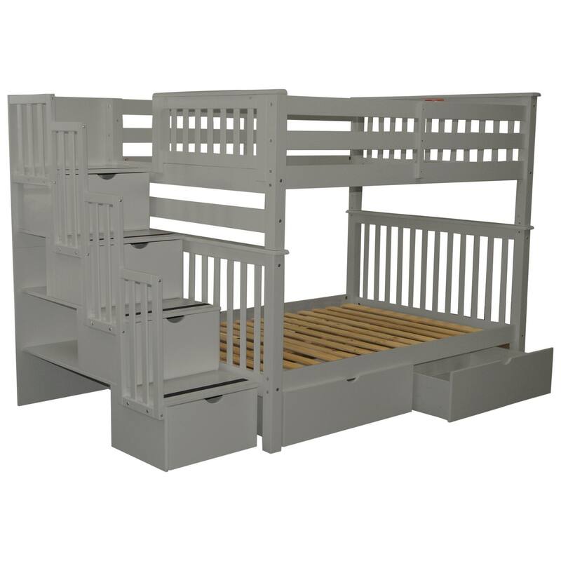 Taylor & Olive Trillium Full over Full Stairway Bunk Bed, 2 Drawers