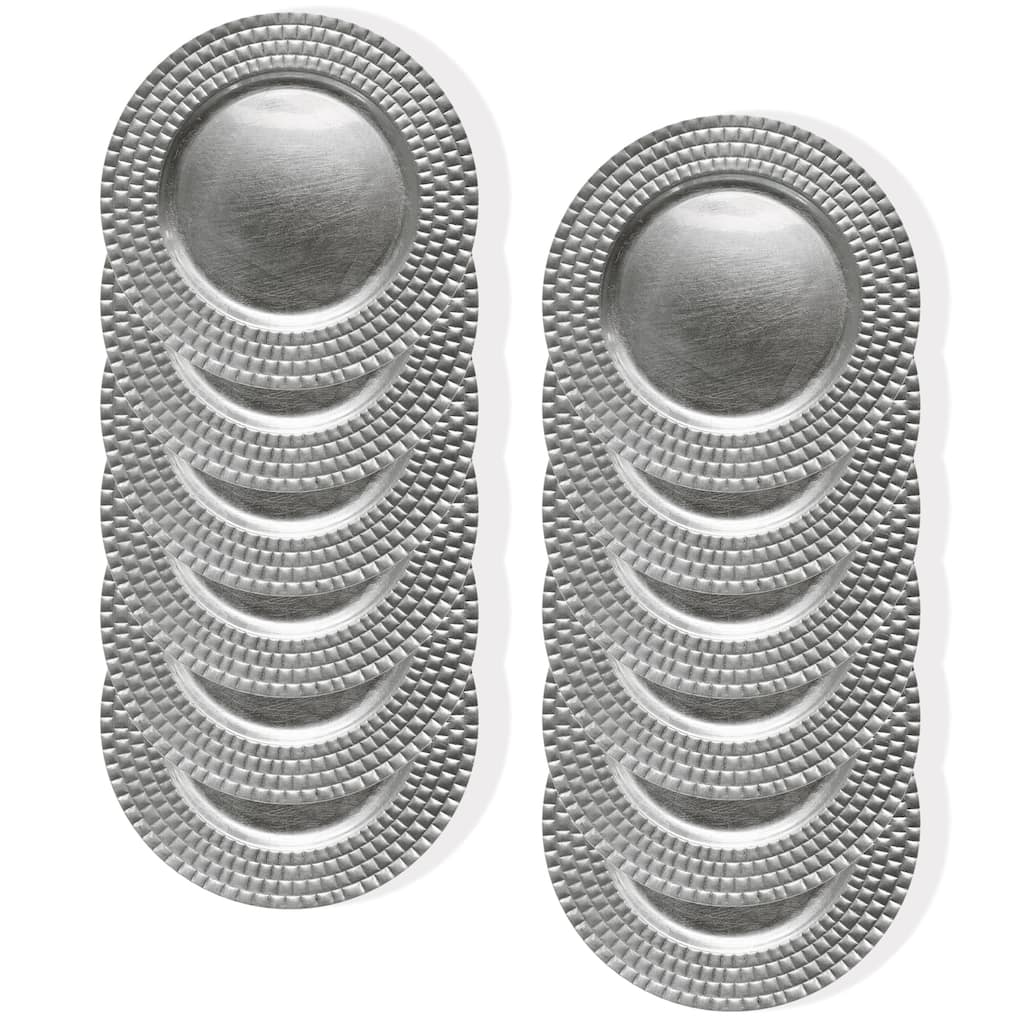 Linear Silver Charger Plate 13" Set of 12 - 13" Dia x 0.5" H