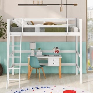 Playhouse Inspired Twin Size Loft Bed with Ladder