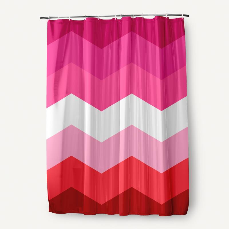 Inclusive Pride Flag Durable Poly Shower Curtain - Lesbian Chevron