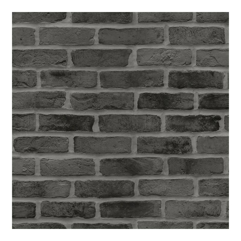 ESTA Home Burnham Black Brick Wall Wallpaper - 20.9 x 396 x 0.025