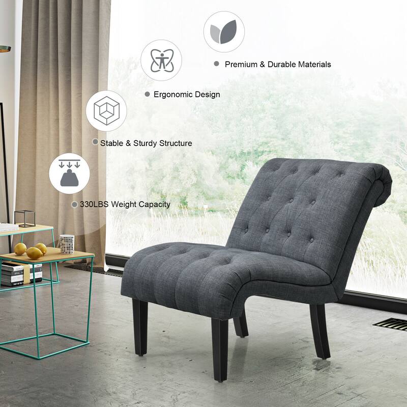 Gymax Set of 2 Armless Accent Chair Upholstered Tufted Lounge Chair - 38.5'' x 27.5'' x 33''