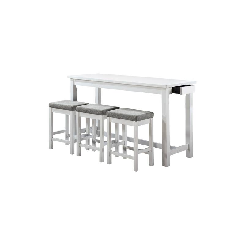 Kitty White Fabric Counter Height Set