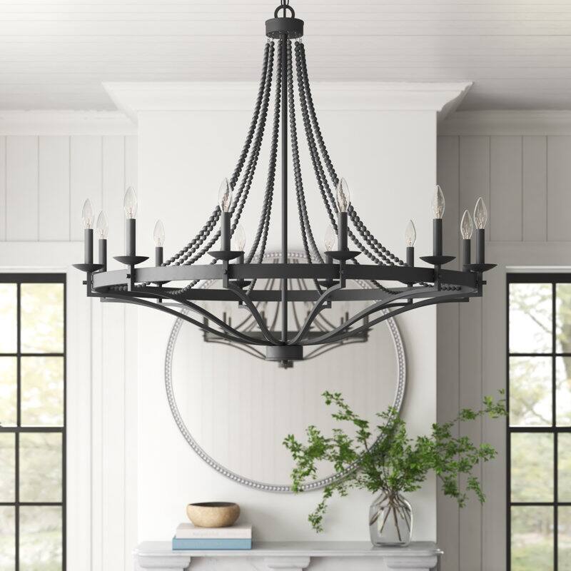 Mattheo 12-light Rustic Black Empire Beaded Chandelier