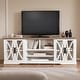 preview thumbnail 2 of 8, 93" Farmhouse White Barn Door Storage Cabinets Console TV Stand for TVs Up to 100" with Adjustable Shelves