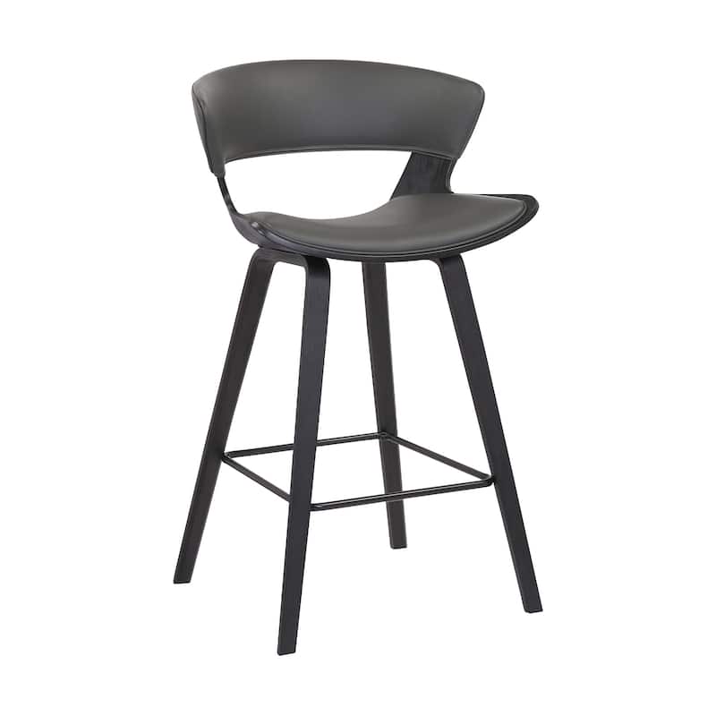 HomeRoots37" Gray And Black Iron Low Back Counter Height Bar Chair With Footrest
