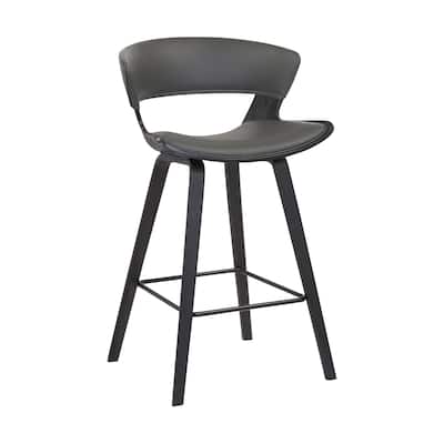 HomeRoots37" Gray And Black Iron Low Back Counter Height Bar Chair With Footrest
