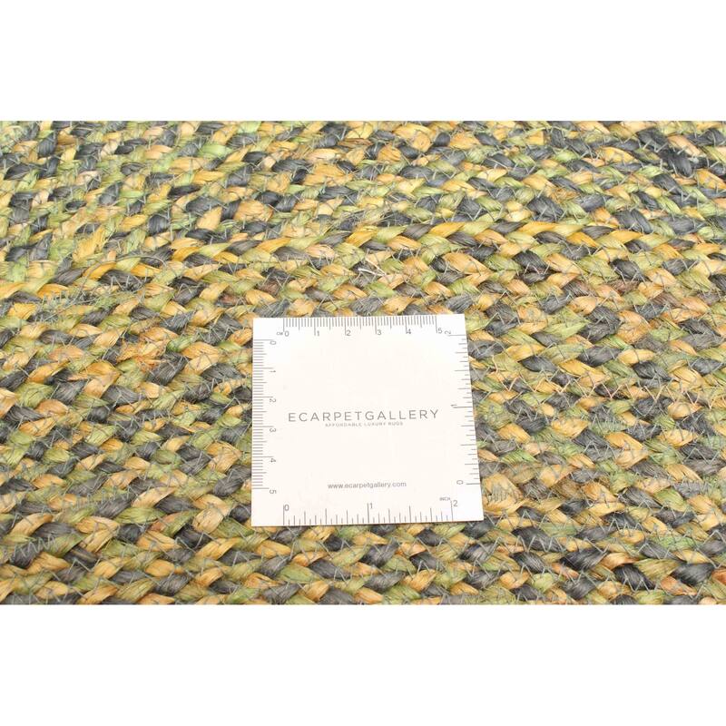 ECARPETGALLERY Braided Weave Palas Denizli Green Jute Rug - 3'3 x 3'3