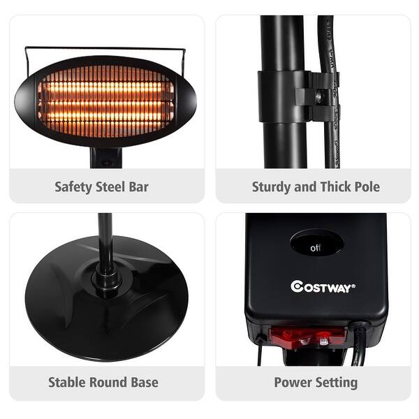 Shop Costway 1500w Electric Patio Heater Freestanding Warmer