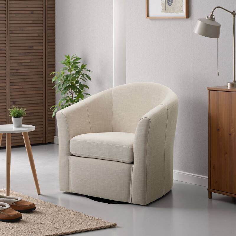 Anna Upholstered Swivel Barrel Accent Chair