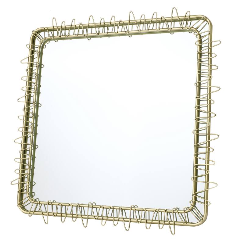 Gold Metal Frame 30.2-In Square Accent Wall Mirror, Bathroom Wall Mirror - 30.23" H x 30.23" W x 0.98" D