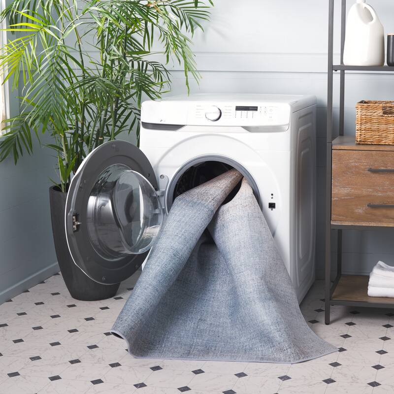 SAFAVIEH Tacoma Machine Washable Slip Resistant Paula Modern Abstract - 2' 6" x 4' - Grey/Rust - Rectangle