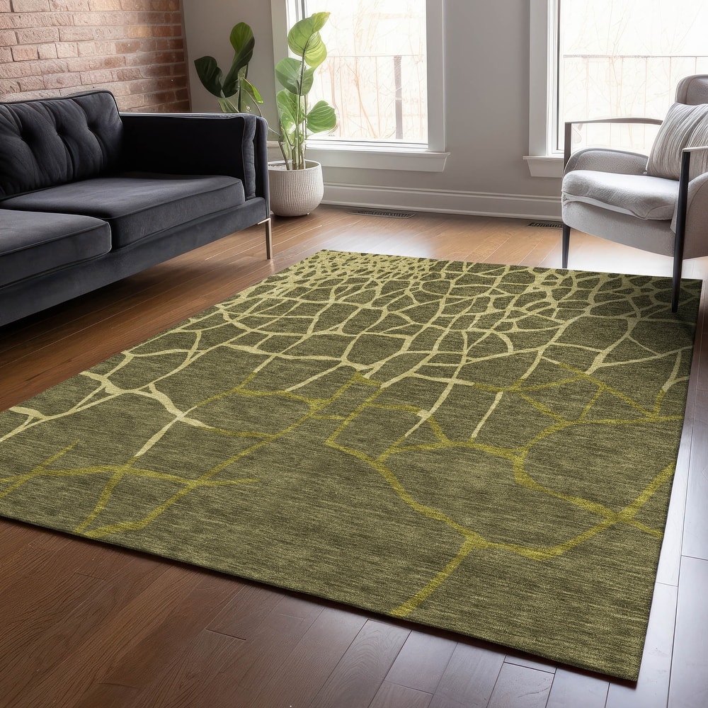 Machine Washable Indoor/ Outdoor Abstract Webby Chantille Rug