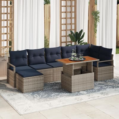 vidaXL 8 Piece Garden Sofa Set with Cushions - 113×48×27.2