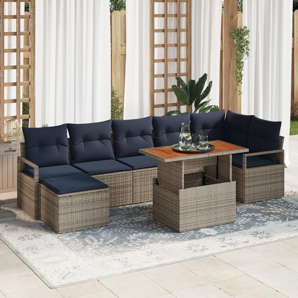 vidaXL 8 Piece Garden Sofa Set with Cushions - 113×48×27.2