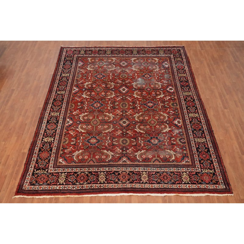 Hand Knotted Oriental 100% Wool Carpet Traditional Floral Oranges & Rust Malayer Area Rug - 12' 6'' X 10' 0''
