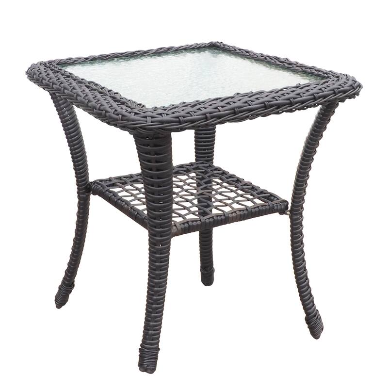 Outdoor Patio Conversation Swivel Rocker Chairs Set of 2 with Rattan Side Table