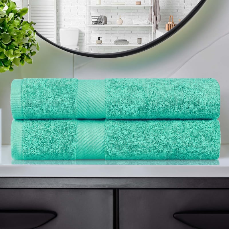 Superior Kendell Egyptian Cotton Solid Medium Weight Bath Towel Set of 2 - Sea Green