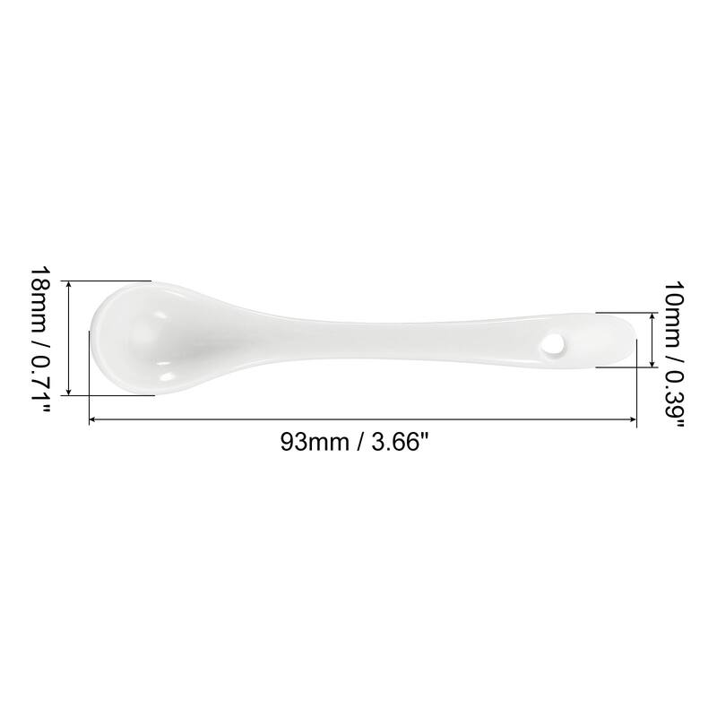 Ceramic Spoons 3.7" White Spoon for Home Kitchen Restaurant 8 Pcs - White