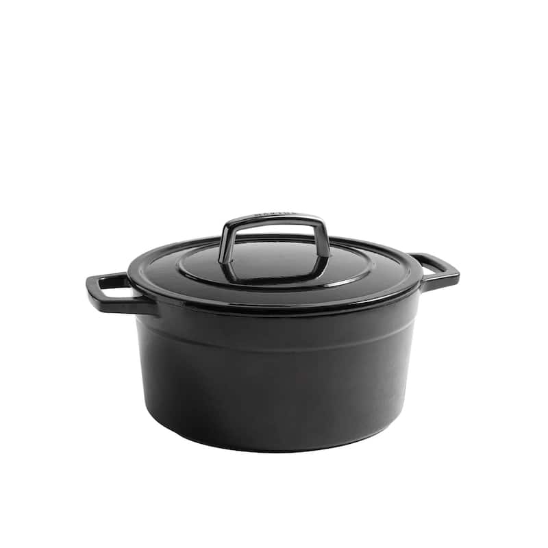 Martha by Martha Stewart 5 QT Enameled Cast Iron Dutch Oven w/Lid - Bay Leaf - Black