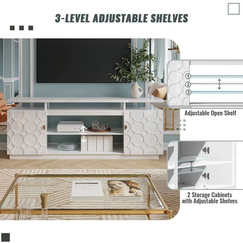 Clihome High Gloss 70'' Storage TV Stand