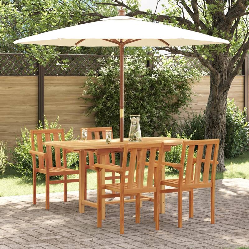 Adjustable Dining Table Set - Brown 4-seater Rectangular