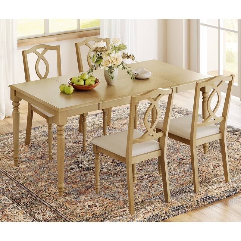 Wood Dining Chair with Cross-Back & Rubber Wood Gourd-Shaped Leg, Oak