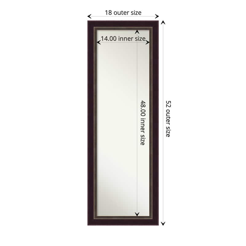 Non-Beveled Wood Full Length On The Door Mirror - Signore Frame - Outer Size: 18 x 52 in