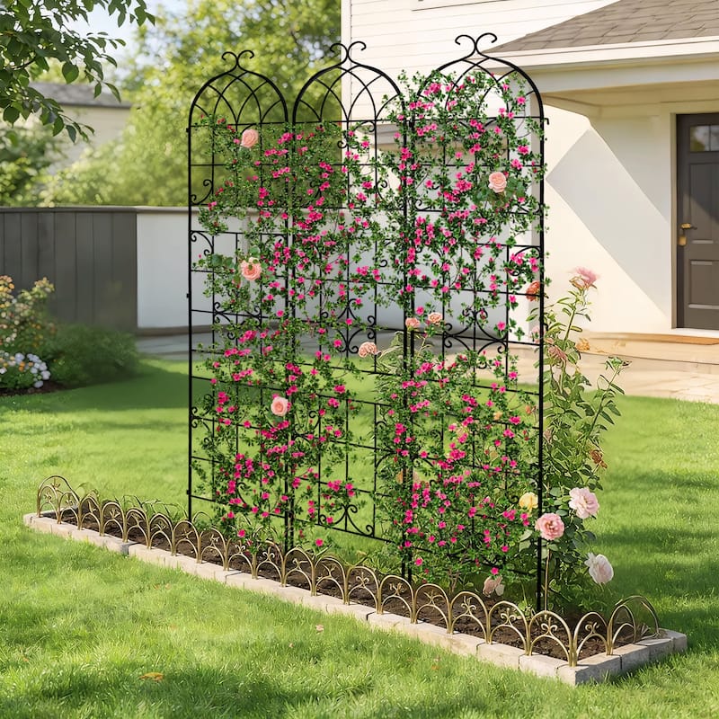 3Pcs Outdoor Metal Trellis Garden Fence for Supporting Climbing Plants Roses Vines Flowers Vegetables