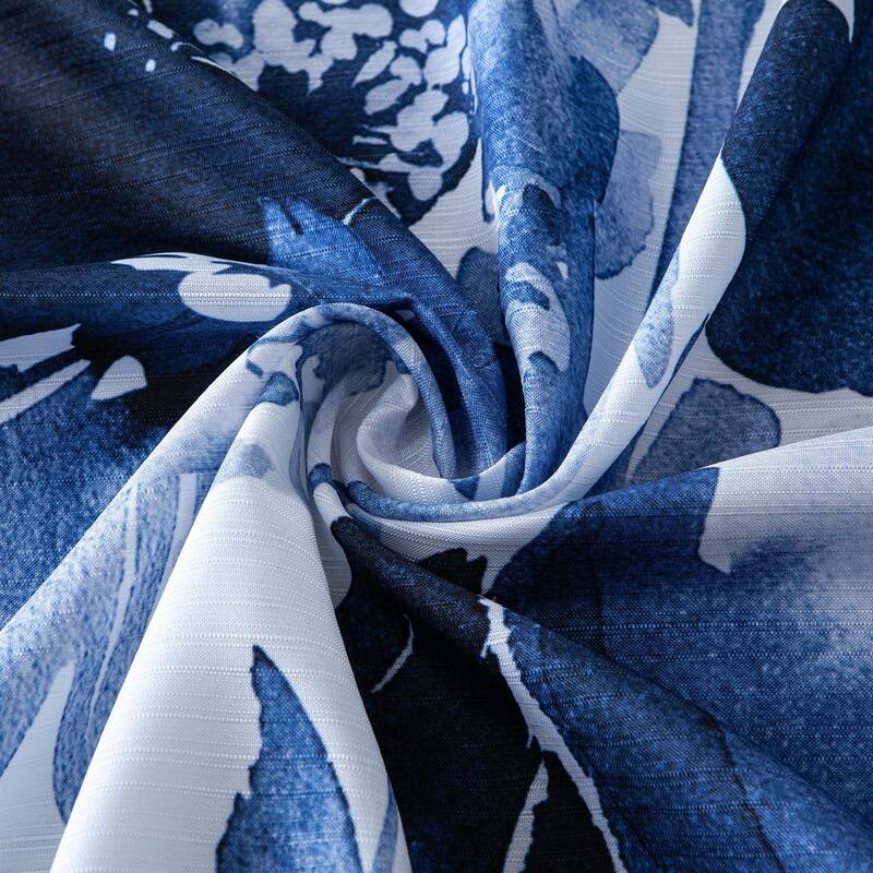Dainty Home Blue Florals Printed Fabric 3D Designed Textured Fabric Shower Curtain 70" x 72"