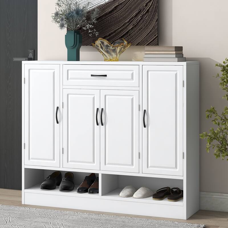 Minimalist Shoe Rack Storage Organizer with 3-4 Cabinets and Adjustable Shelves for Entryway, Hallway and Porch Storage