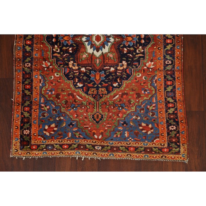 Antique Vegetable Dye Floral Sarouk Farahan Persian Area Rug Handmade - 3'5" x 4'10"
