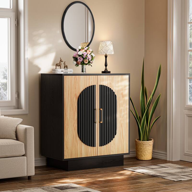 Sideboard Fluted Buffet Cabinet with Storage Adjustable Shelves