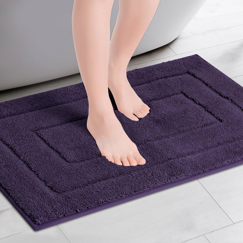 Geometry Bathroom Rug Mat, Extra Soft Absorbent Bath Rug, Non-Slip Comfortable Solid Color Bath Mat