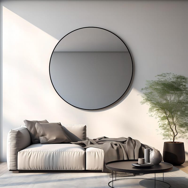 KIOTEE Full Length Round Aluminum Alloy Framed French Cleat Mounted Wall Decor Bathroom Vanity Mirror with 5-Year Warranty