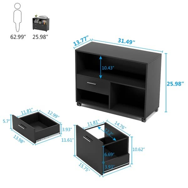 Mobile Lateral File Cabinet with 3-Drawer & Storage Shelf - Bed Bath ...