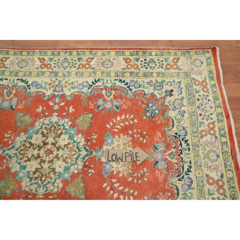 Hand Knotted Oriental 100% Wool Carpet Traditional Floral Oranges & Rust Tabriz Area Rug - 6' 4'' X 4' 6''