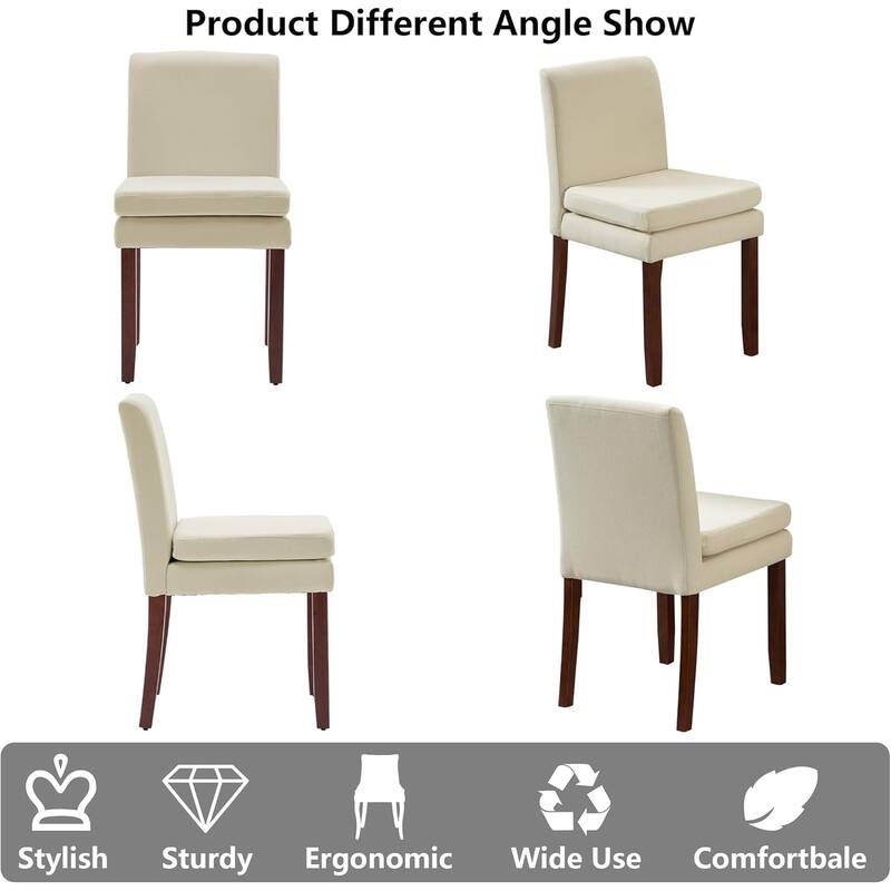 Set of 2 Upholstered Dining Chairs Modern Sidechair Performance Fabric High Back Armlesschair for Diningroom Kitchen