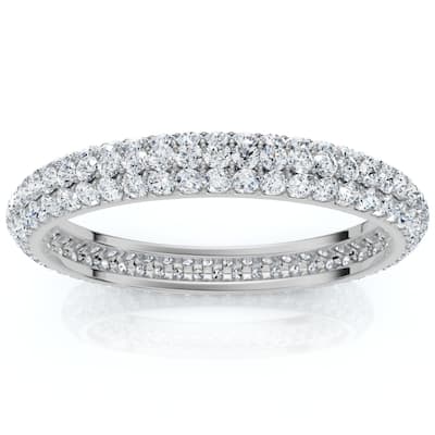 1.10ct Pave Diamond Eternity Wedding Ring White Gold Lab Grown