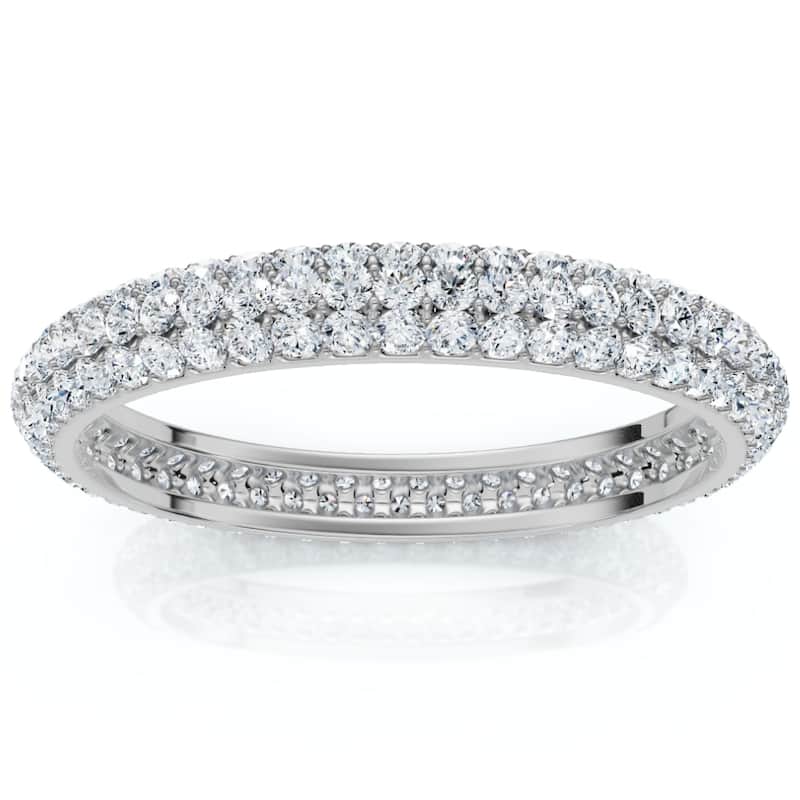 Bliss Diamond 1.10ct Pave Diamond Eternity Wedding Ring White Gold Lab Grown - 5.5