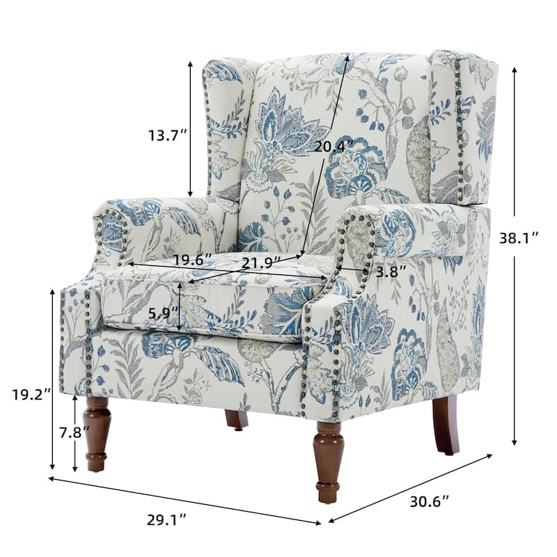 Patterned Upholstered Accent Chair for Living Room