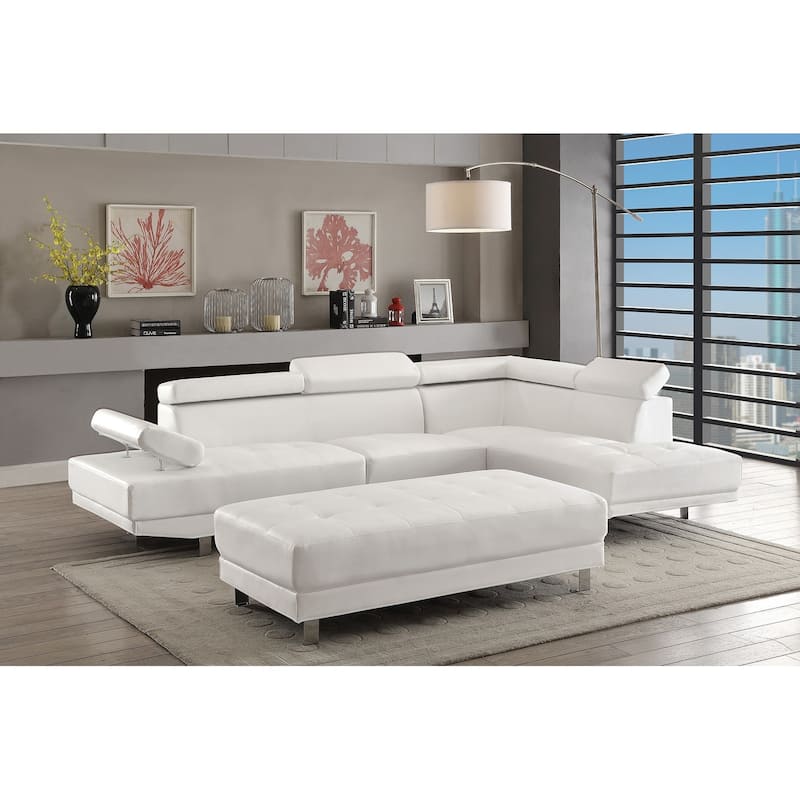 Faux Leather Upholstered Tufted Ottoman - 57" - White
