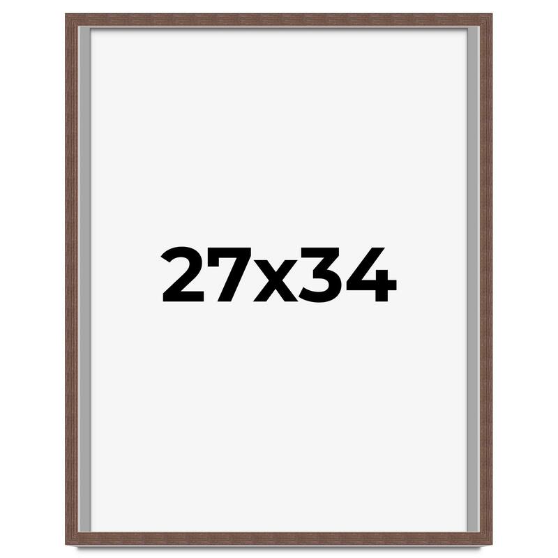 27x34 Shadow Box Frame Brown | 1.125 inches Deep Real Wood Rustic