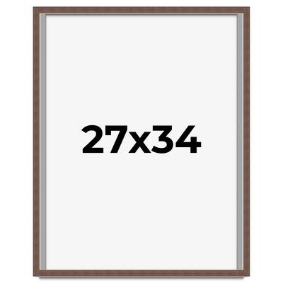 27x34 Shadow Box Frame Brown | 1.125 inches Deep Real Wood Rustic