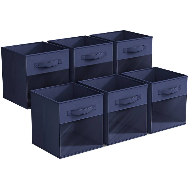 Sorbus 11" Storage Bin with Clear Window – 6-Pack Foldable Fabric Organizers - 10.5” L x 10.5” W x 11” H
