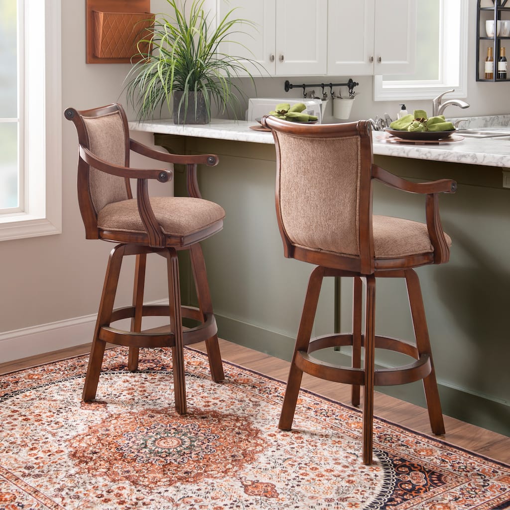Bordeaux Warm Cherry Swivel 30-inch Bar Stool