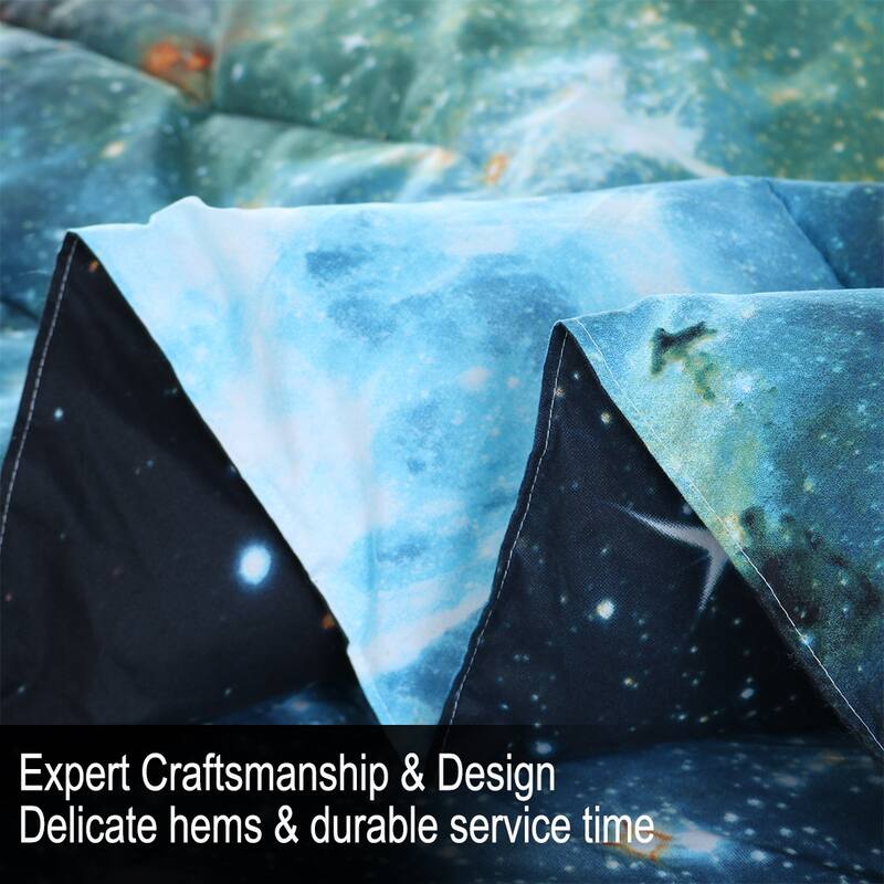 3pcs Galaxies Blue Comforter All-season Down Quilted Duvet