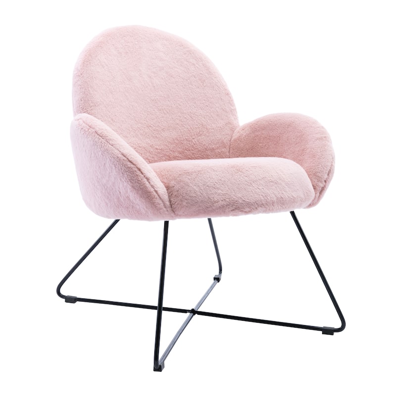 Corvus Rowen Modern Fleece Upholstered Accent Chair with Arm - Pink